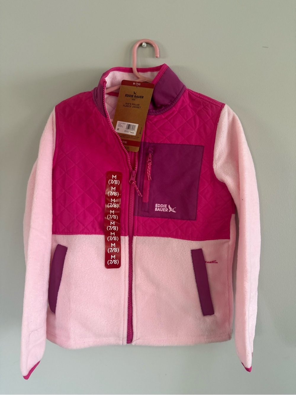 NWT Eddie Bauer Girls' Pink Colorblock Fleece Jacket